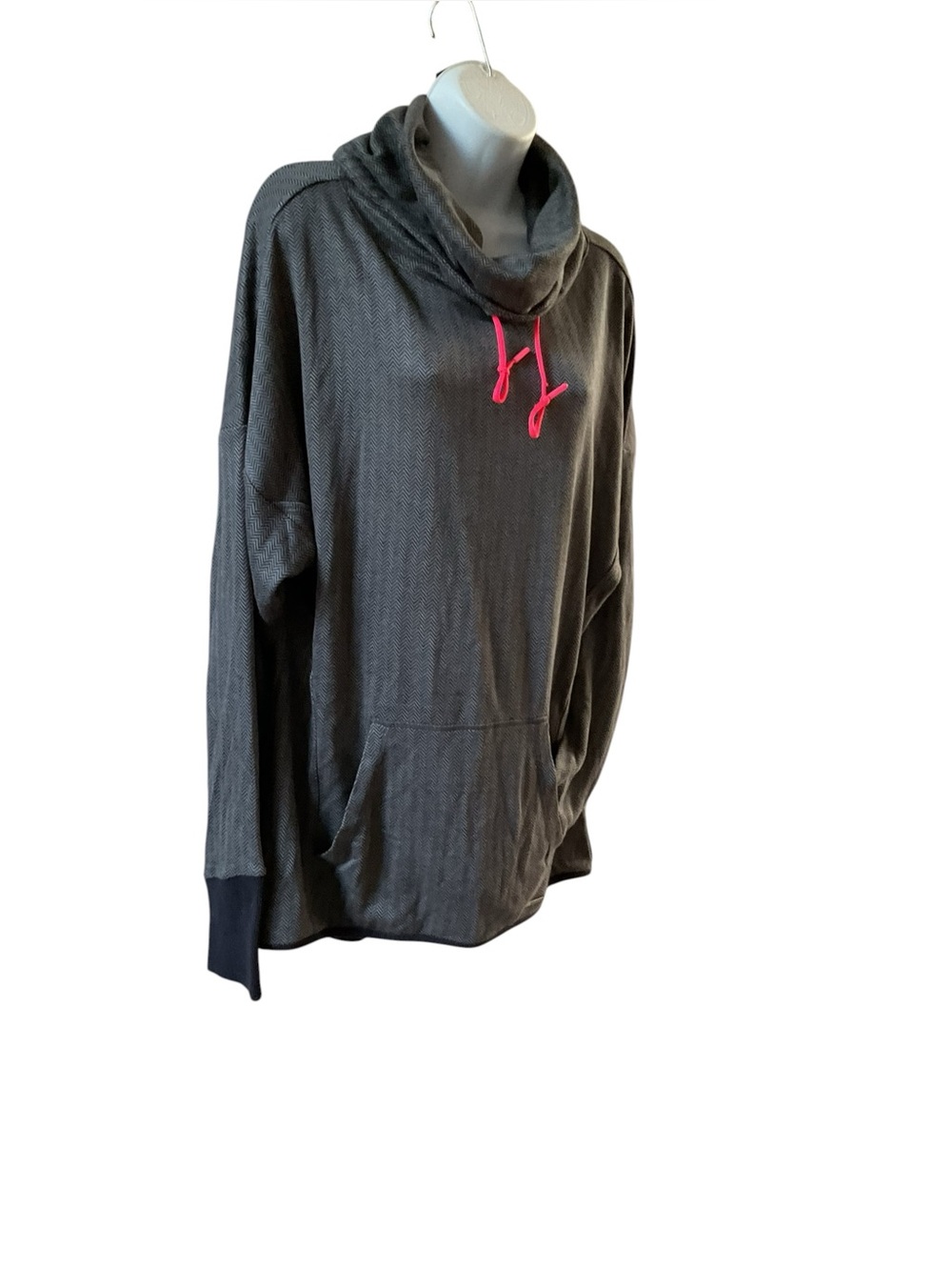 Mondetta Herringbone Funnel Neck Hoodie with Kangaroo Pocket L